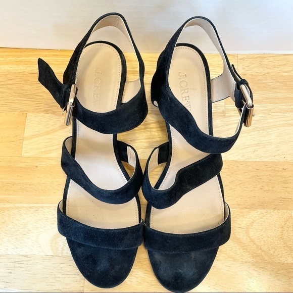 EUC J. Crew black suede heeled sandals - Picture 4 of 9